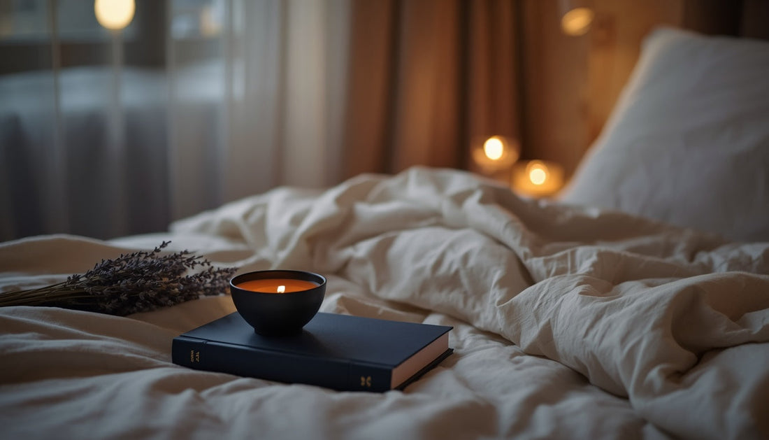 Abendroutine mit Tee, Journal und Kerzenlicht für ruhiges Einschlafen